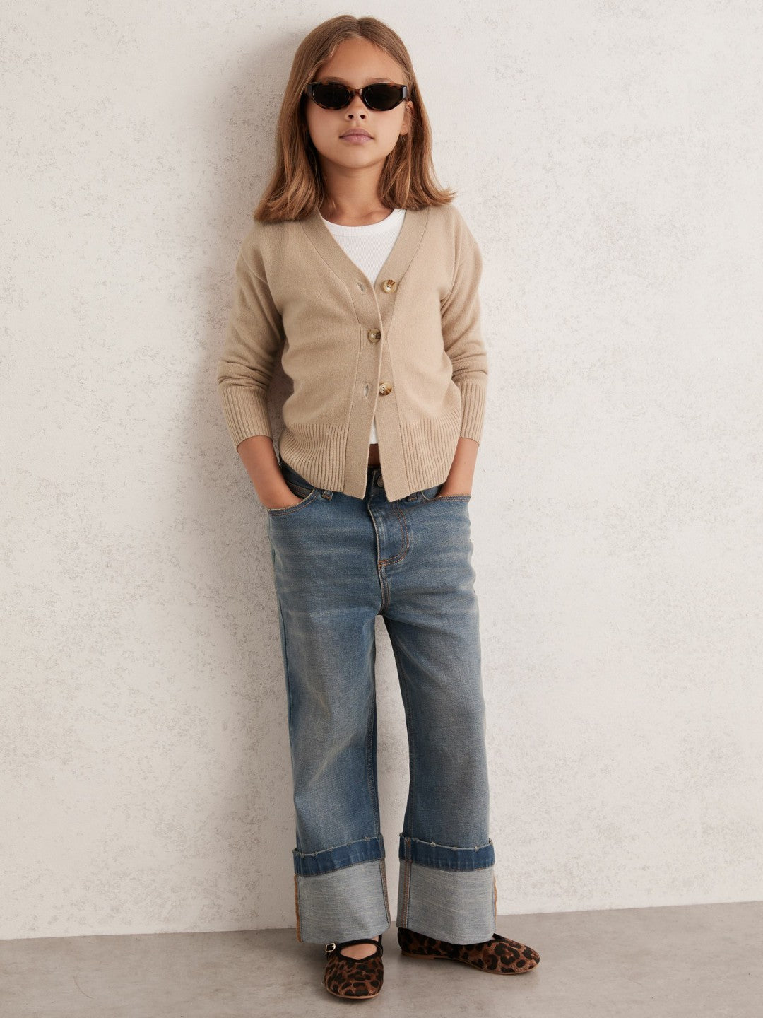 Reiss Best Seller - 13-14 yrs Wool-Blend Fitted Cardigan With Cashmere in Neutral