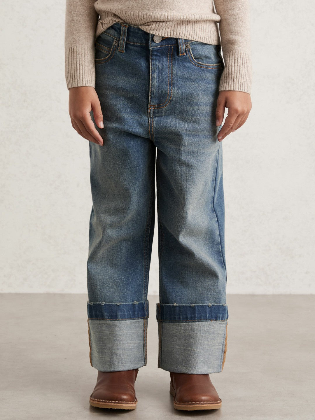 Reiss Best Seller - 9-13 yrs Straight-Leg Turn-Up Jeans in Blue