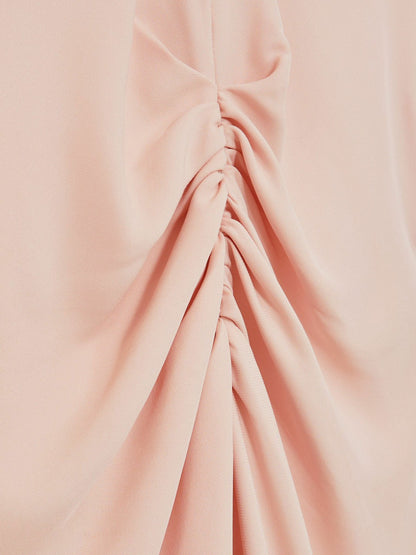 Reiss Ruched-Front Midi Dress in Pale Pink