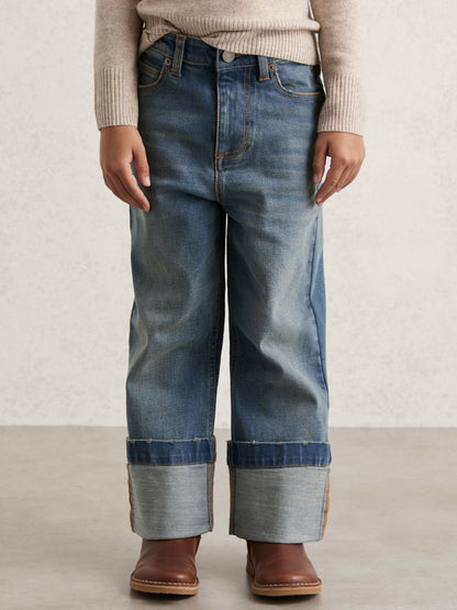 Reiss Deal - 3-9 yrs Straight-Leg Turn-Up Jeans in Blue