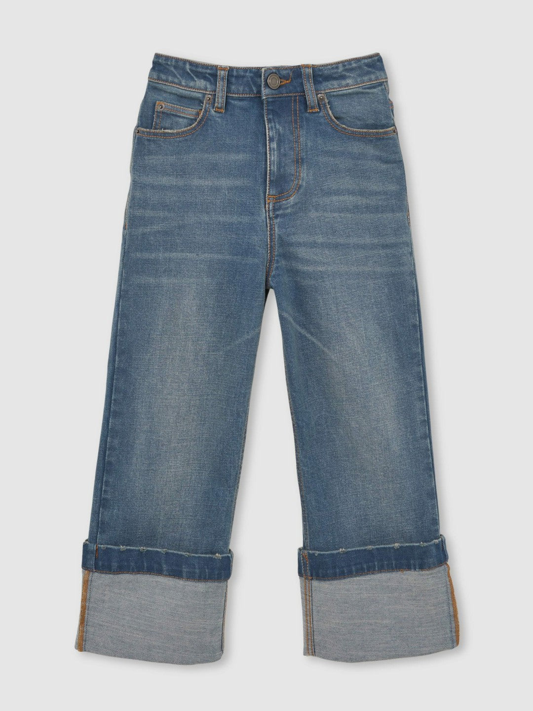 Reiss Deal - 3-9 yrs Straight-Leg Turn-Up Jeans in Blue