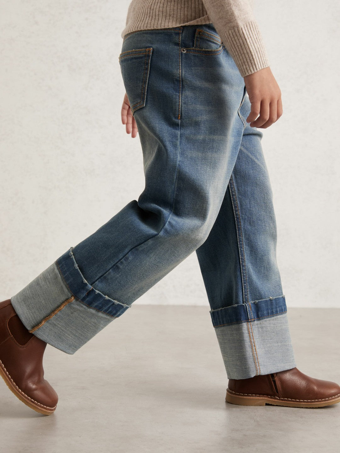 Reiss Deal - 3-9 yrs Straight-Leg Turn-Up Jeans in Blue