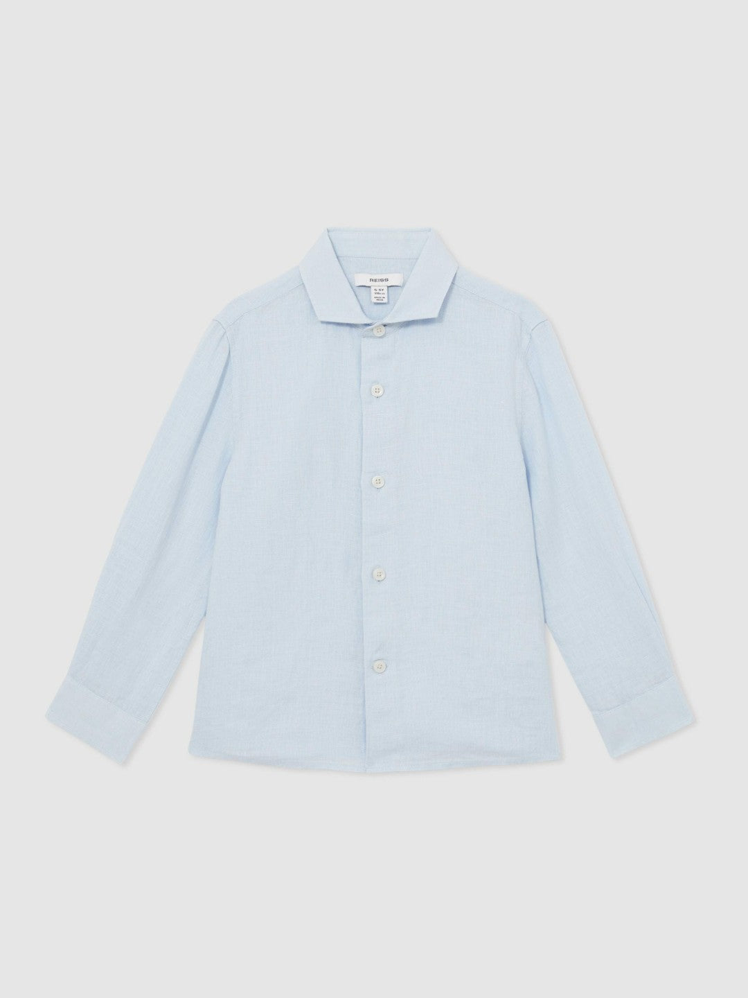 Reiss Affordable - 13-14 yrs Linen Cutaway Collar Shirt in Pale Blue
