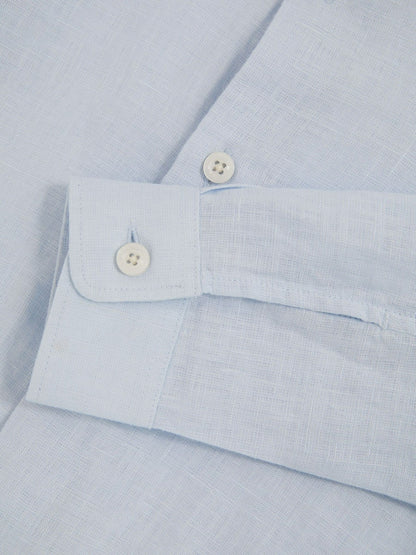 Reiss Affordable - 13-14 yrs Linen Cutaway Collar Shirt in Pale Blue