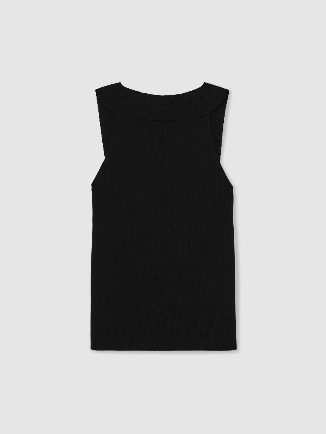 Reiss Low-Back Rib-Knit Vest in Black