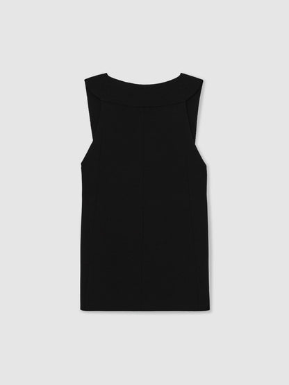 Reiss Low-Back Rib-Knit Vest in Black