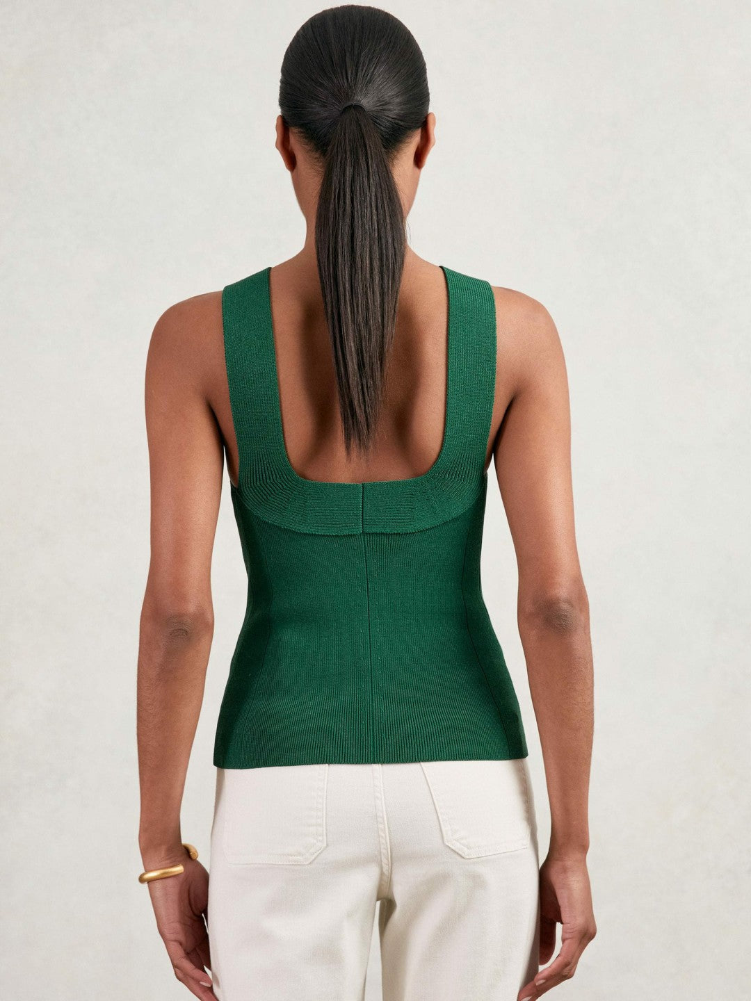 Reiss Low-Back Rib-Knit Vest in Green
