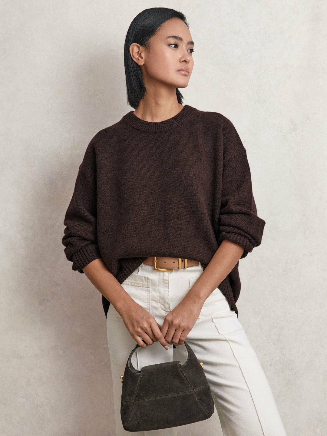 Reiss Value - Wool-Cashmere Crew-Neck Jumper in Plum