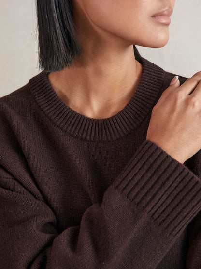 Reiss Value - Wool-Cashmere Crew-Neck Jumper in Plum