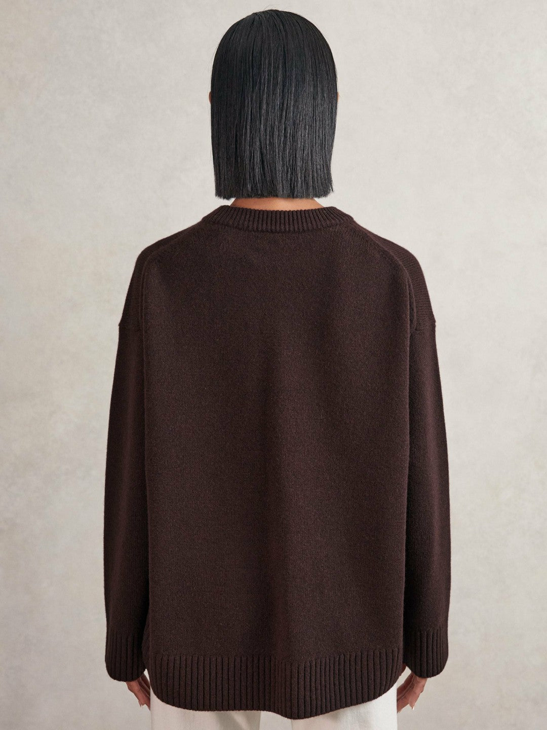 Reiss Value - Wool-Cashmere Crew-Neck Jumper in Plum