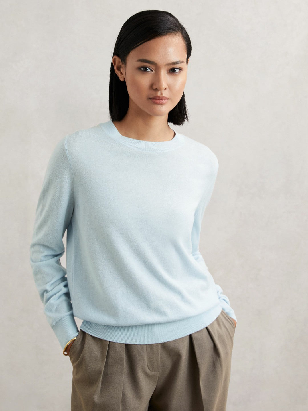 Reiss Featured - Merino Wool Crew-Neck Jumper in Blue