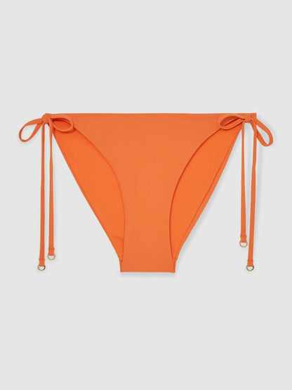 Reiss Side Tie Bikini Bottoms in Coral Orange
