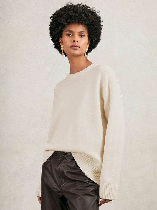 Reiss Offer - Wool-Cashmere Crew-Neck Jumper in Cream