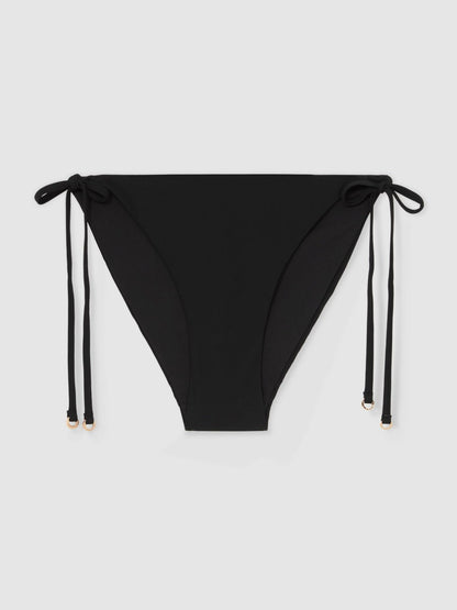 Reiss Side Tie Bikini Bottoms in Black