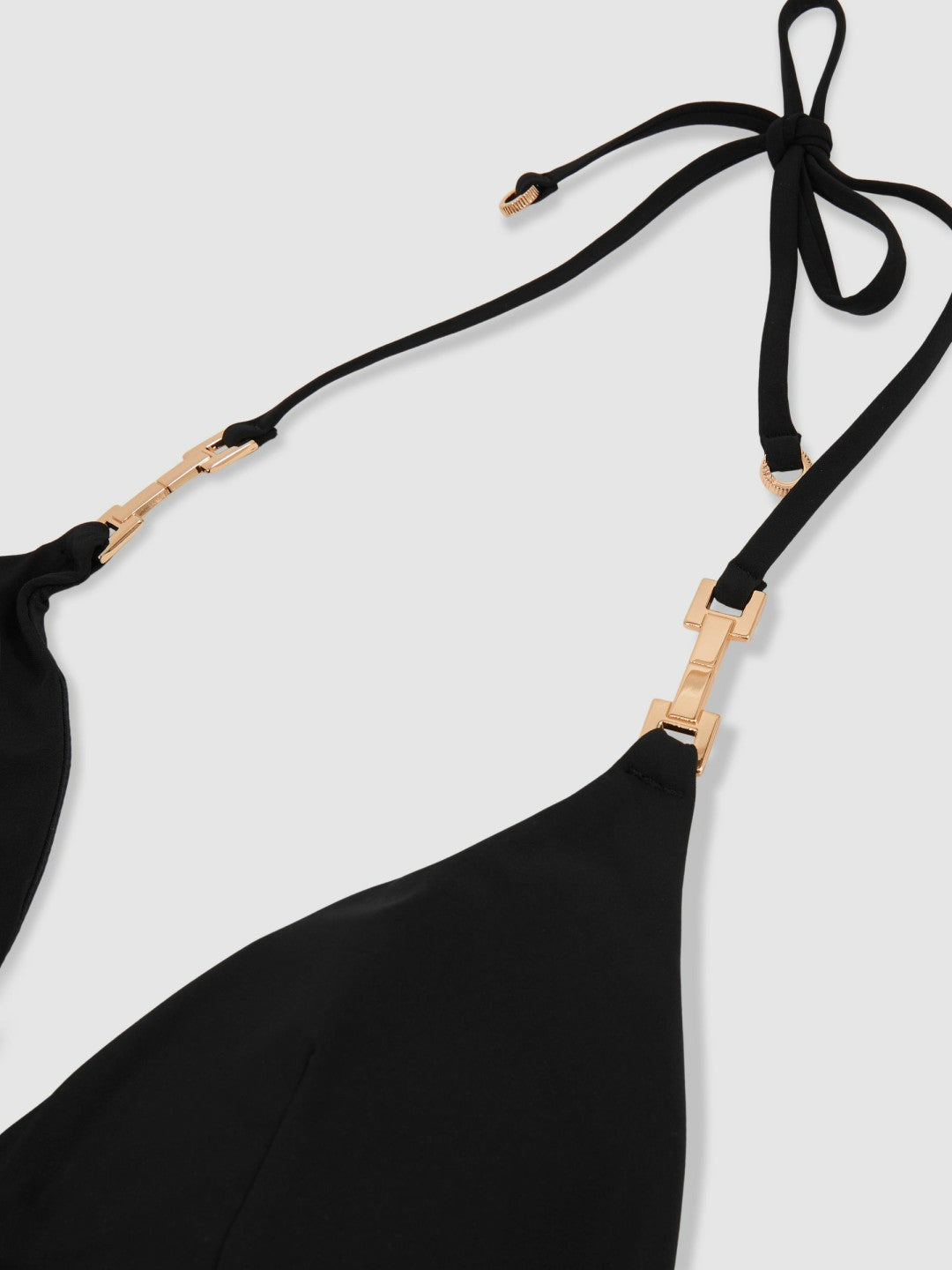 Reiss Triangle Halter Neck Bikini Top in Black