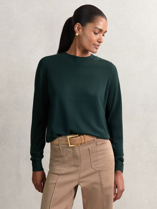 Reiss Offer - Merino Wool Crew-Neck Jumper in Green