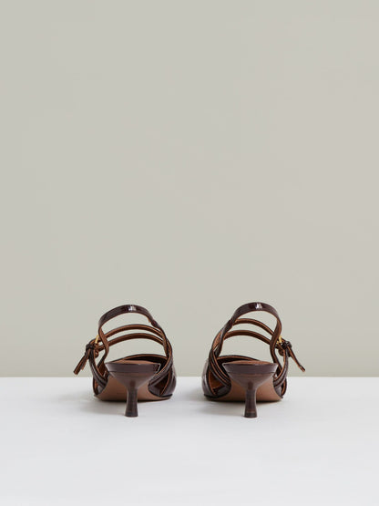 Reiss Value - Leather Slingback Buckle Court Shoes in Oxblood