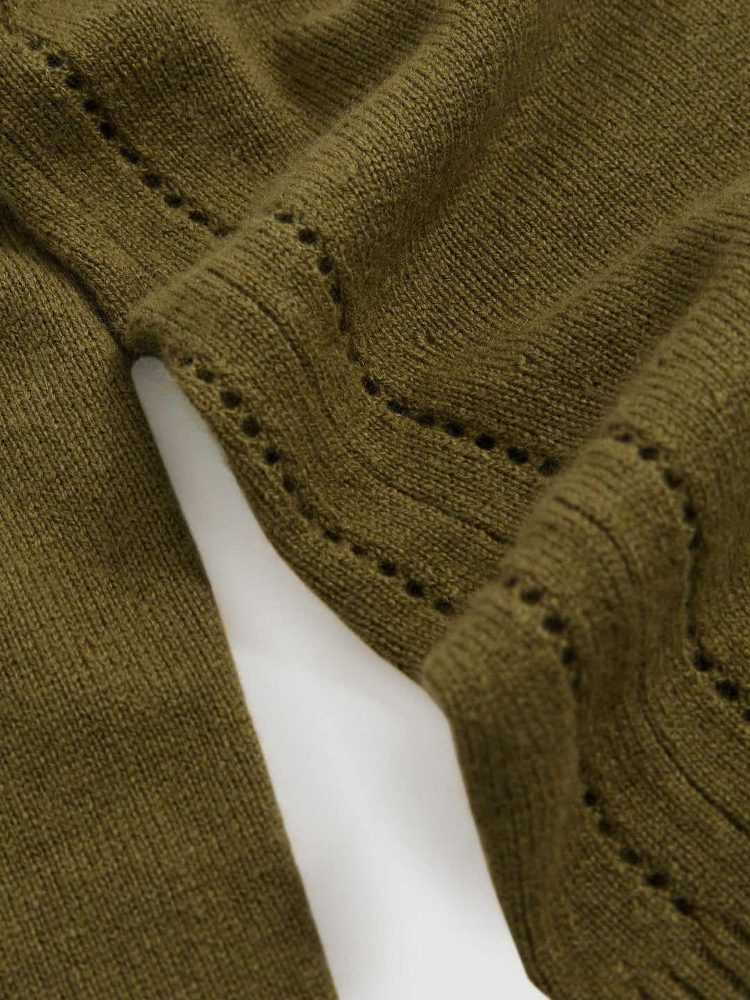 Reiss Wool-Blend Open-Stitch Jumper with Cashmere in Khaki Green