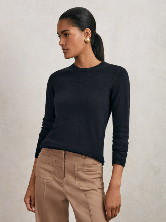 Reiss Savings - Wool-Blend Open-Stitch Jumper with Cashmere in Navy