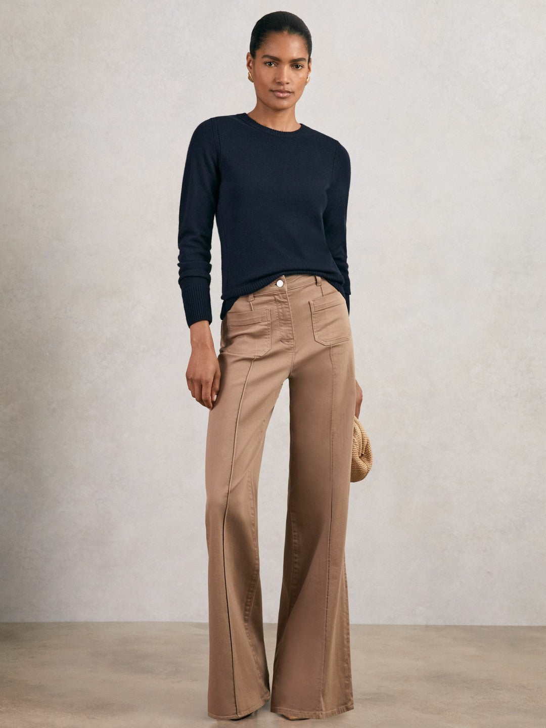 Reiss Savings - Wool-Blend Open-Stitch Jumper with Cashmere in Navy