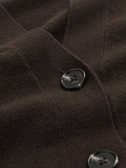 Reiss Wool-Blend Fitted Cardigan With Cashmere in Chocolate