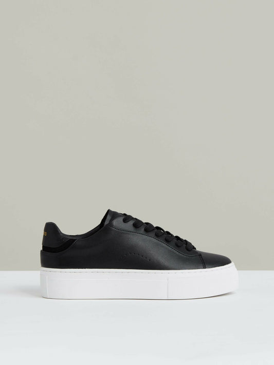 Reiss Best Seller - Leather Low-Top Trainers in Black