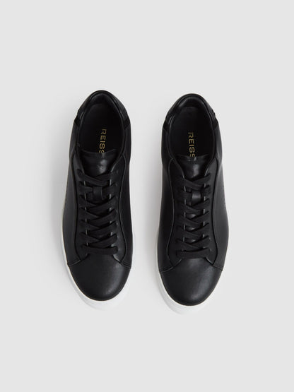 Reiss Best Seller - Leather Low-Top Trainers in Black