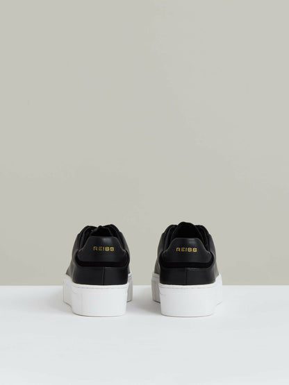 Reiss Best Seller - Leather Low-Top Trainers in Black