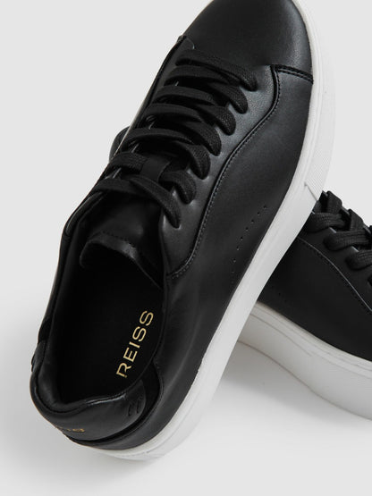 Reiss Best Seller - Leather Low-Top Trainers in Black
