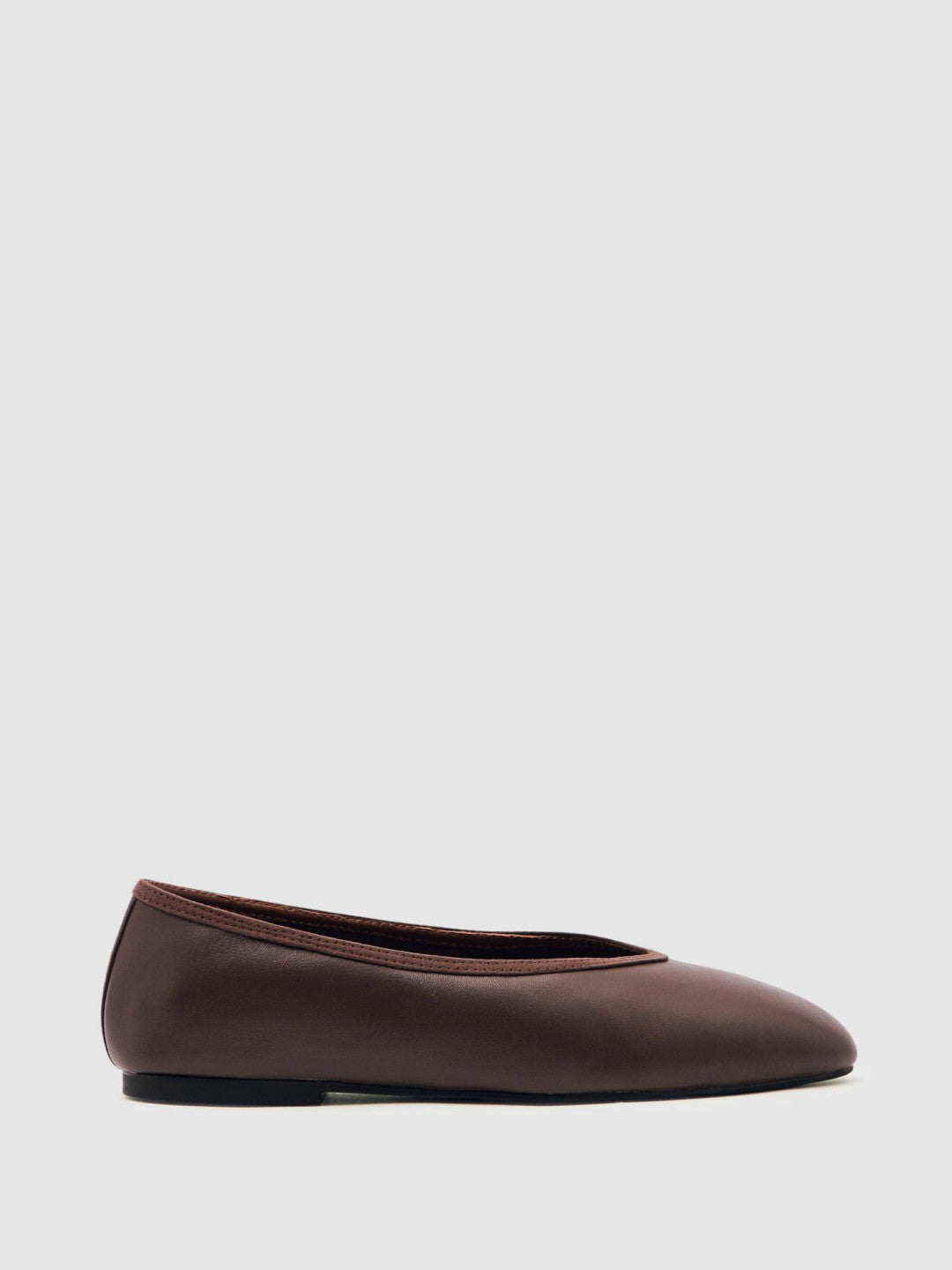 Reiss Deal - Nappa Leather Ballet Flats in Brown