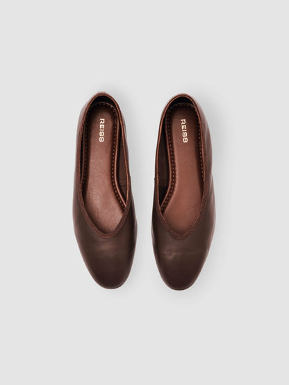 Reiss Deal - Nappa Leather Ballet Flats in Brown