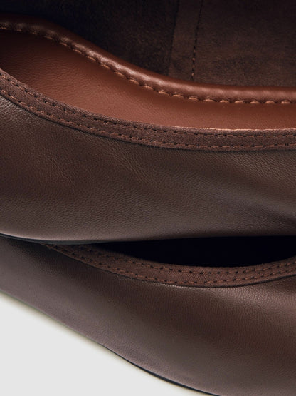 Reiss Deal - Nappa Leather Ballet Flats in Brown