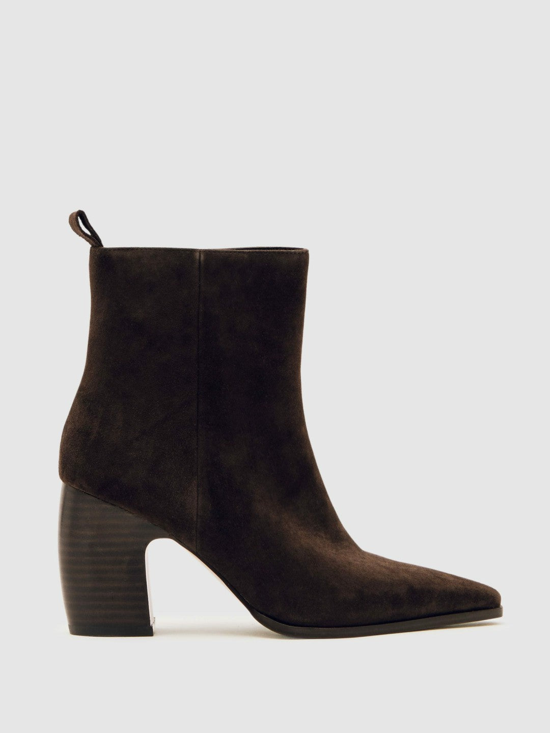 Reiss Offer - Suede Block-Heel Ankle Boots in Chocolate