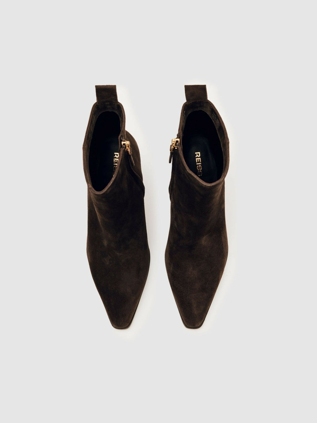 Reiss Offer - Suede Block-Heel Ankle Boots in Chocolate