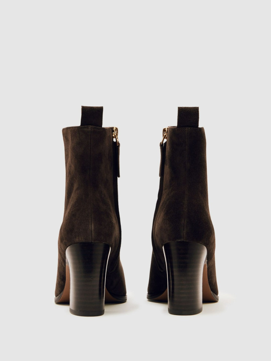 Reiss Offer - Suede Block-Heel Ankle Boots in Chocolate