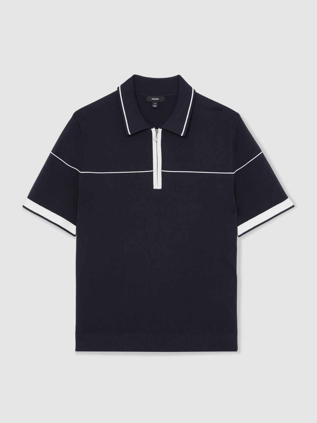 Reiss Best Seller - Half Zip Tipped Polo Shirt in Navy/White