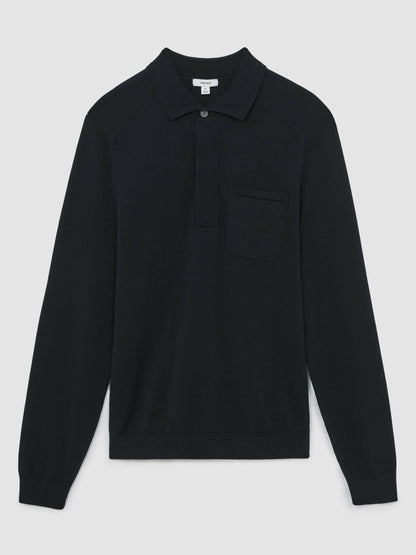 Reiss Offer - Cotton Concealed Placket Polo Shirt in Navy
