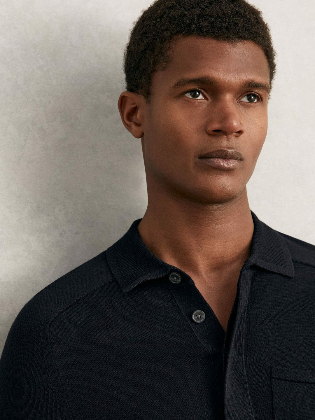 Reiss Offer - Cotton Concealed Placket Polo Shirt in Navy