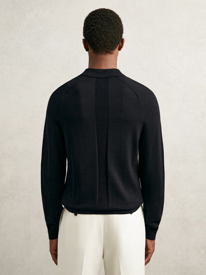Reiss Offer - Cotton Concealed Placket Polo Shirt in Navy