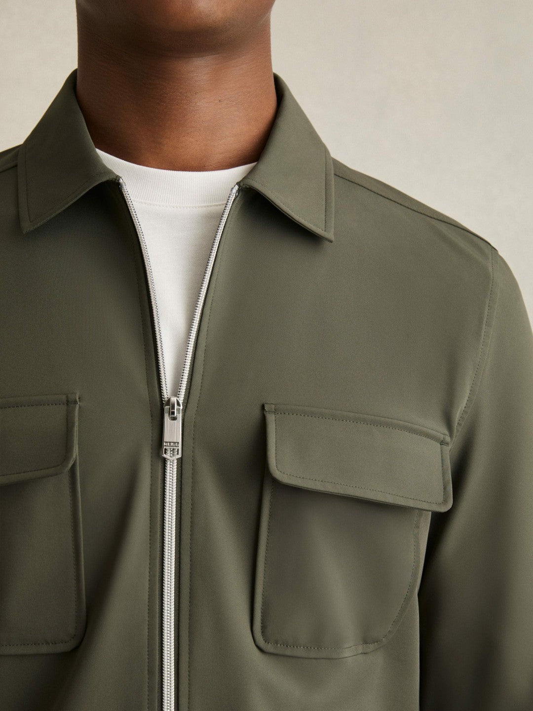 Reiss Affordable - Technical Zip-Through Overshirt in Green