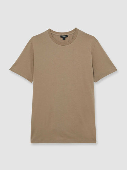 Reiss Best Seller - Cotton Crew Neck T-Shirt in Light Taupe Brown