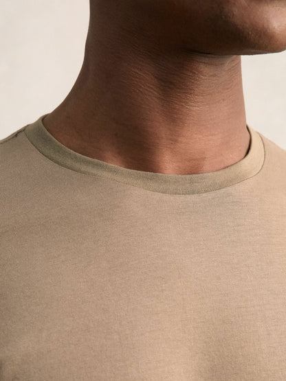Reiss Best Seller - Cotton Crew Neck T-Shirt in Light Taupe Brown