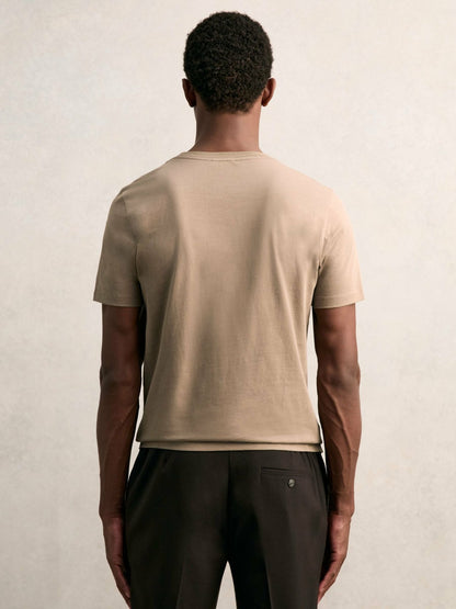 Reiss Best Seller - Cotton Crew Neck T-Shirt in Light Taupe Brown