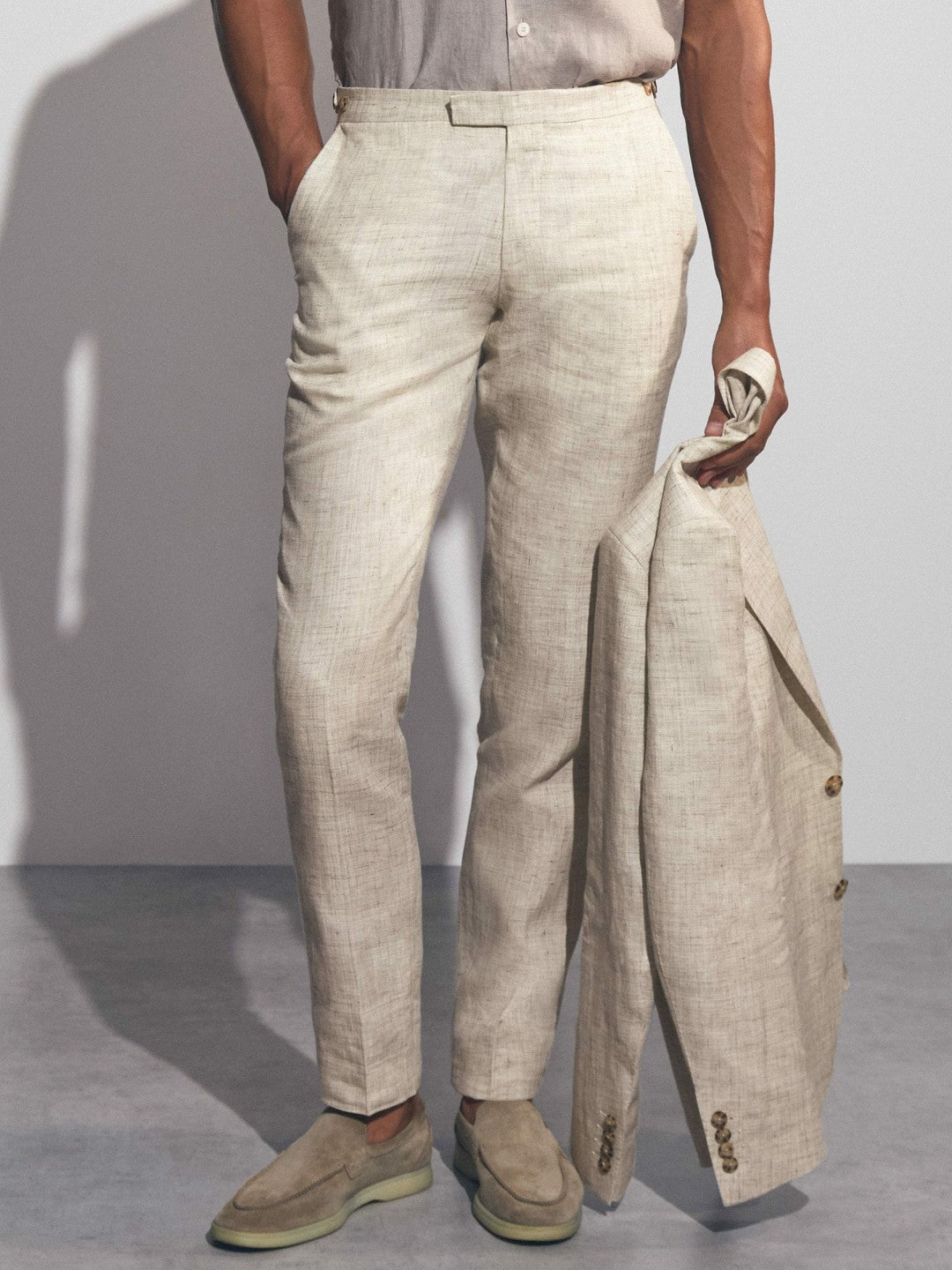 Reiss Offer - Linen-Cotton Slim-Fit Suit Trousers in Stone