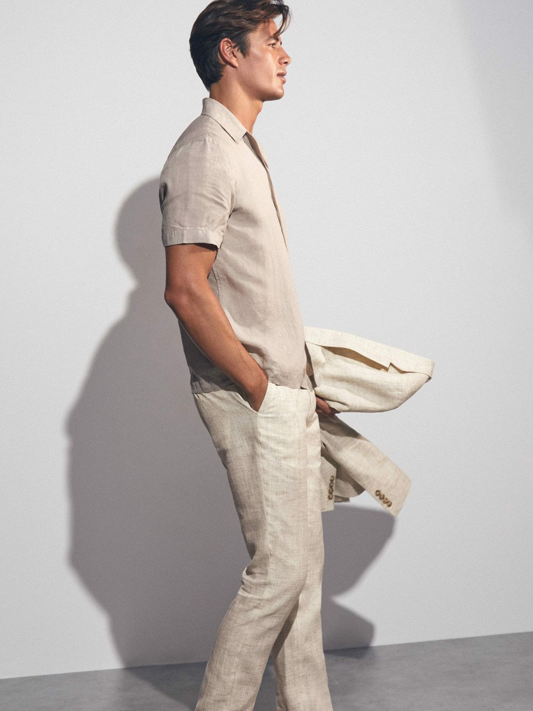 Reiss Offer - Linen-Cotton Slim-Fit Suit Trousers in Stone
