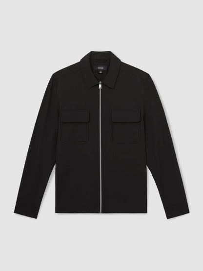 Reiss Offer - Technical Zip-Through Overshirt in Black