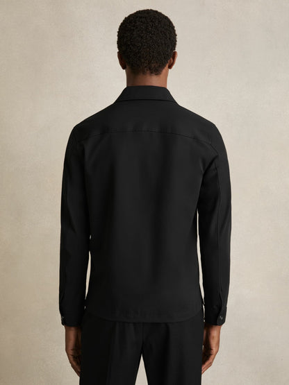 Reiss Offer - Technical Zip-Through Overshirt in Black