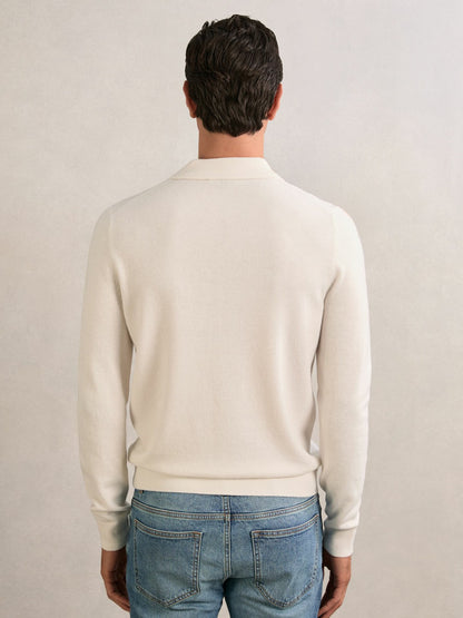 Reiss Offer - Wool V-Stitch Button-Through Cardigan in Off White