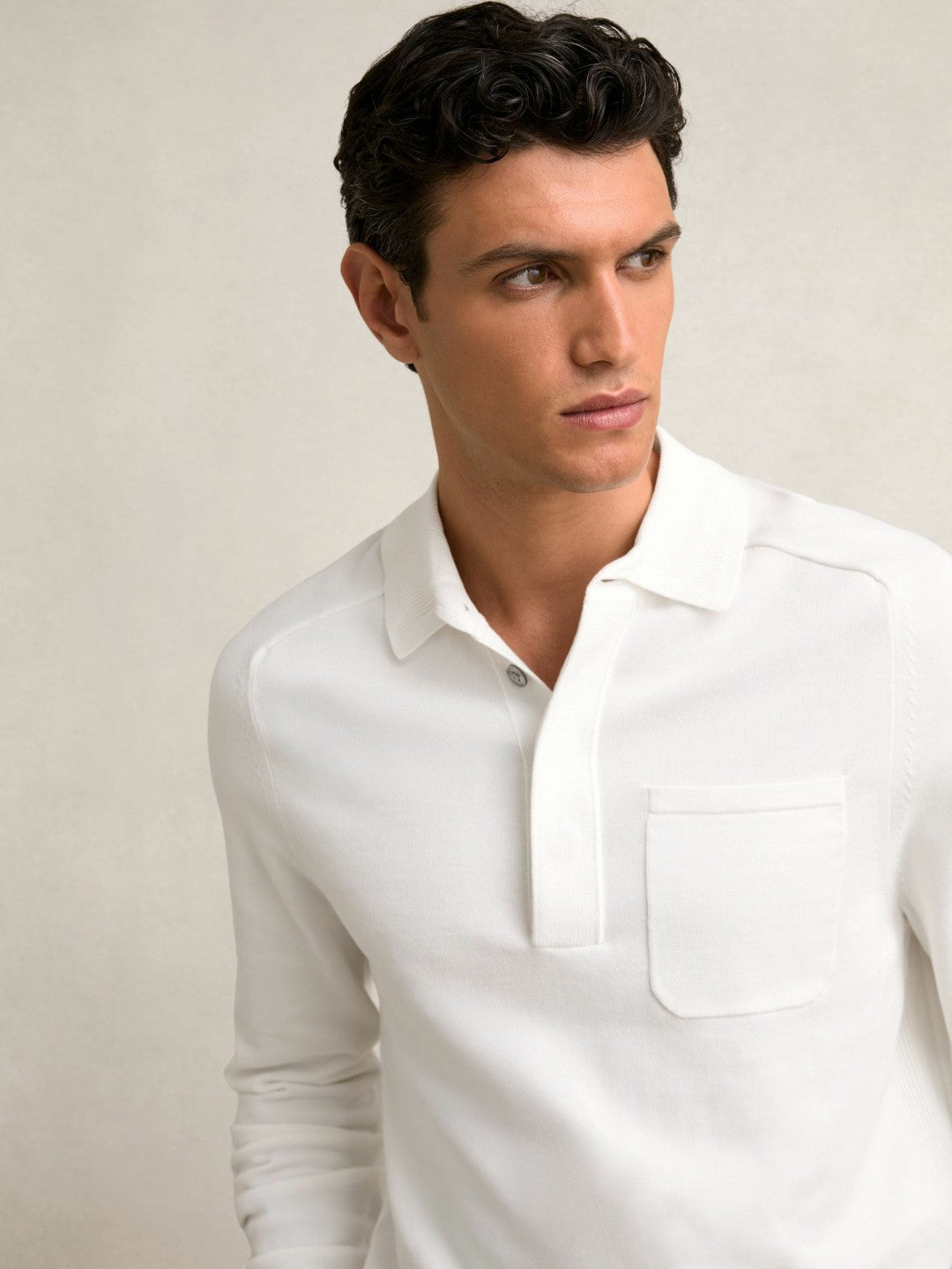 Reiss Featured - Cotton Concealed Placket Polo Shirt in White