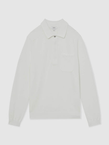 Reiss Featured - Cotton Concealed Placket Polo Shirt in White